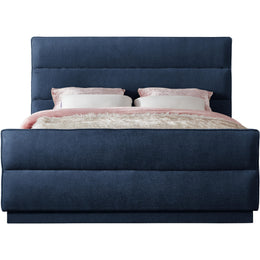 Meridian Paxton Navy Chenille Fabric Queen Bed (3 Boxes)