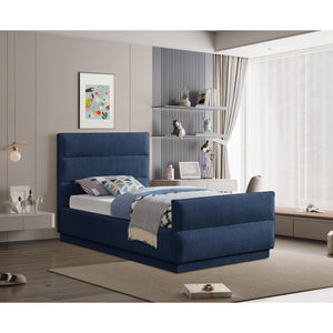 Meridian Paxton Navy Chenille Fabric Twin Bed (3 Boxes)