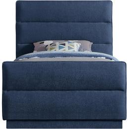 Meridian Paxton Navy Chenille Fabric Twin Bed (3 Boxes)