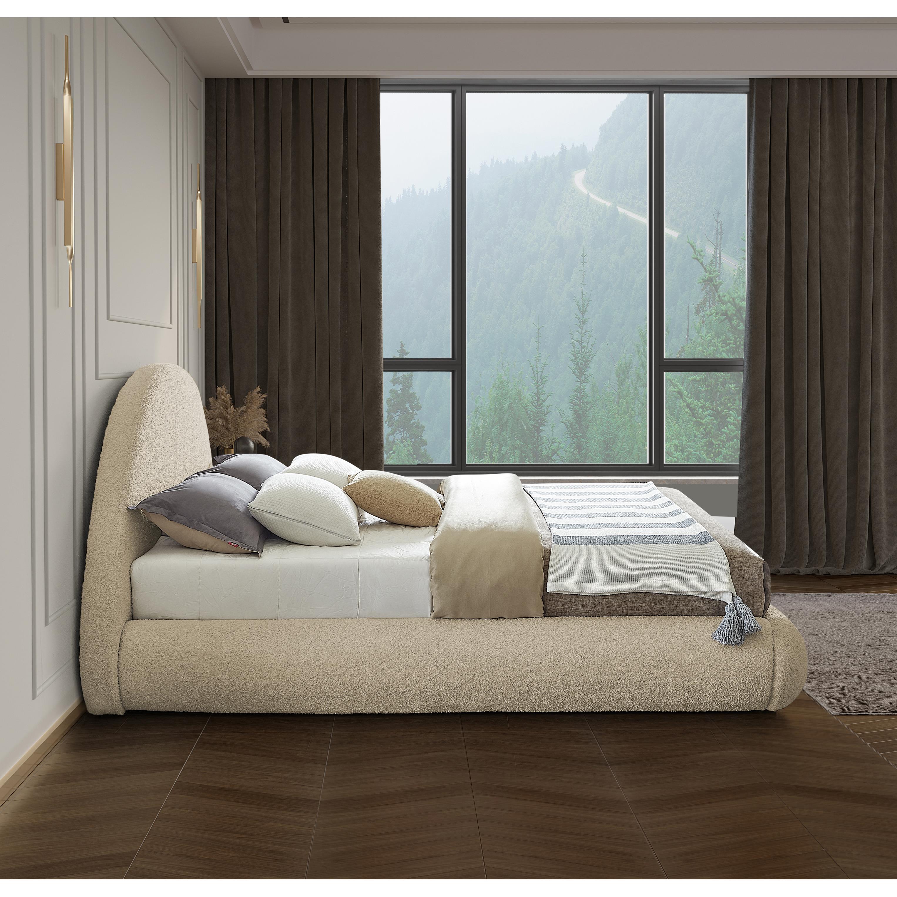 Meridian Rudy Beige Teddy Fabric Full Bed