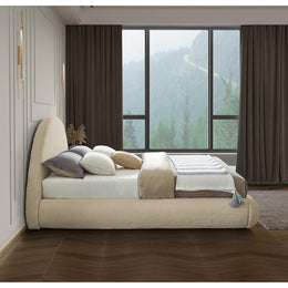 Meridian Rudy Beige Teddy Fabric King Bed
