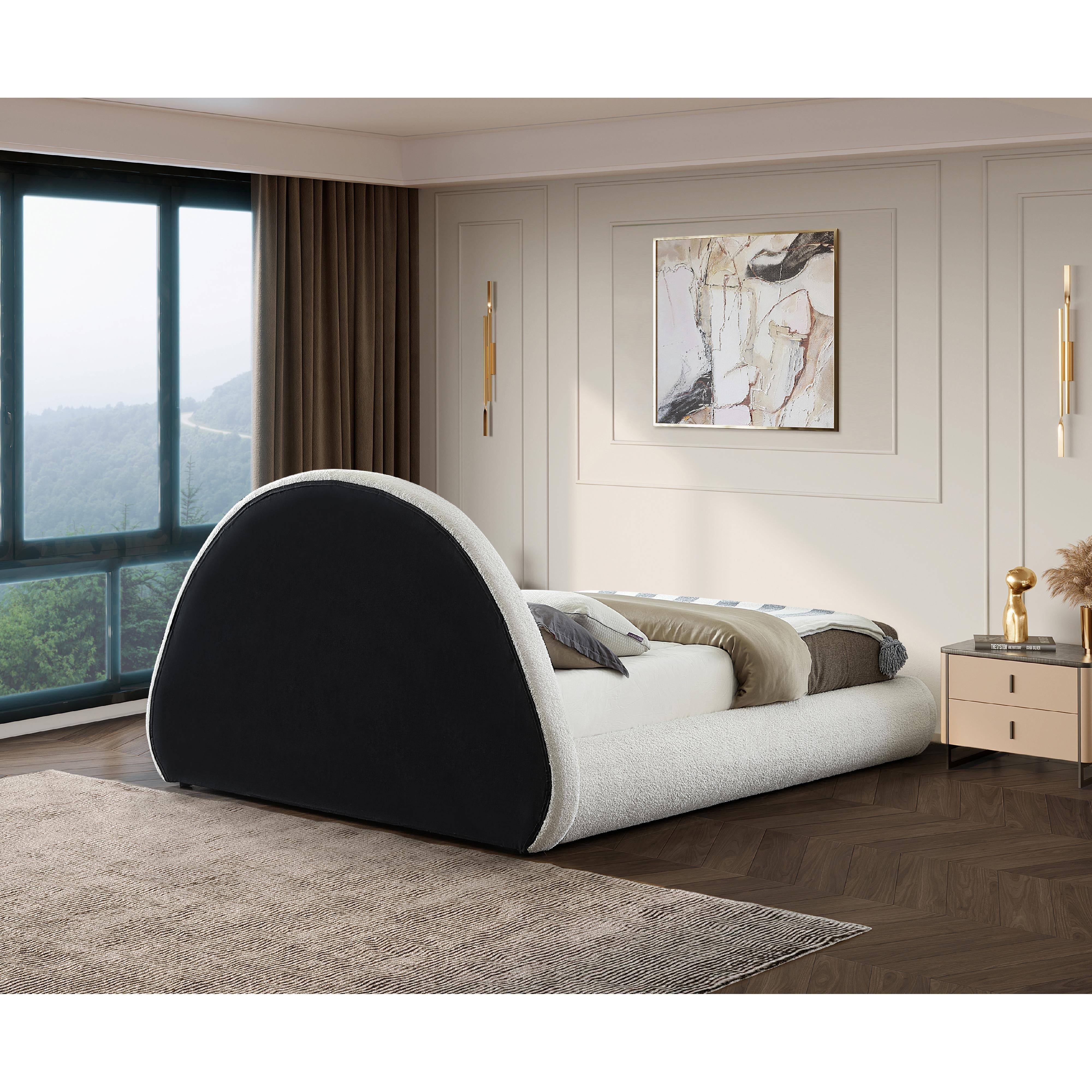 Meridian Rudy Cream Teddy Fabric Full Bed