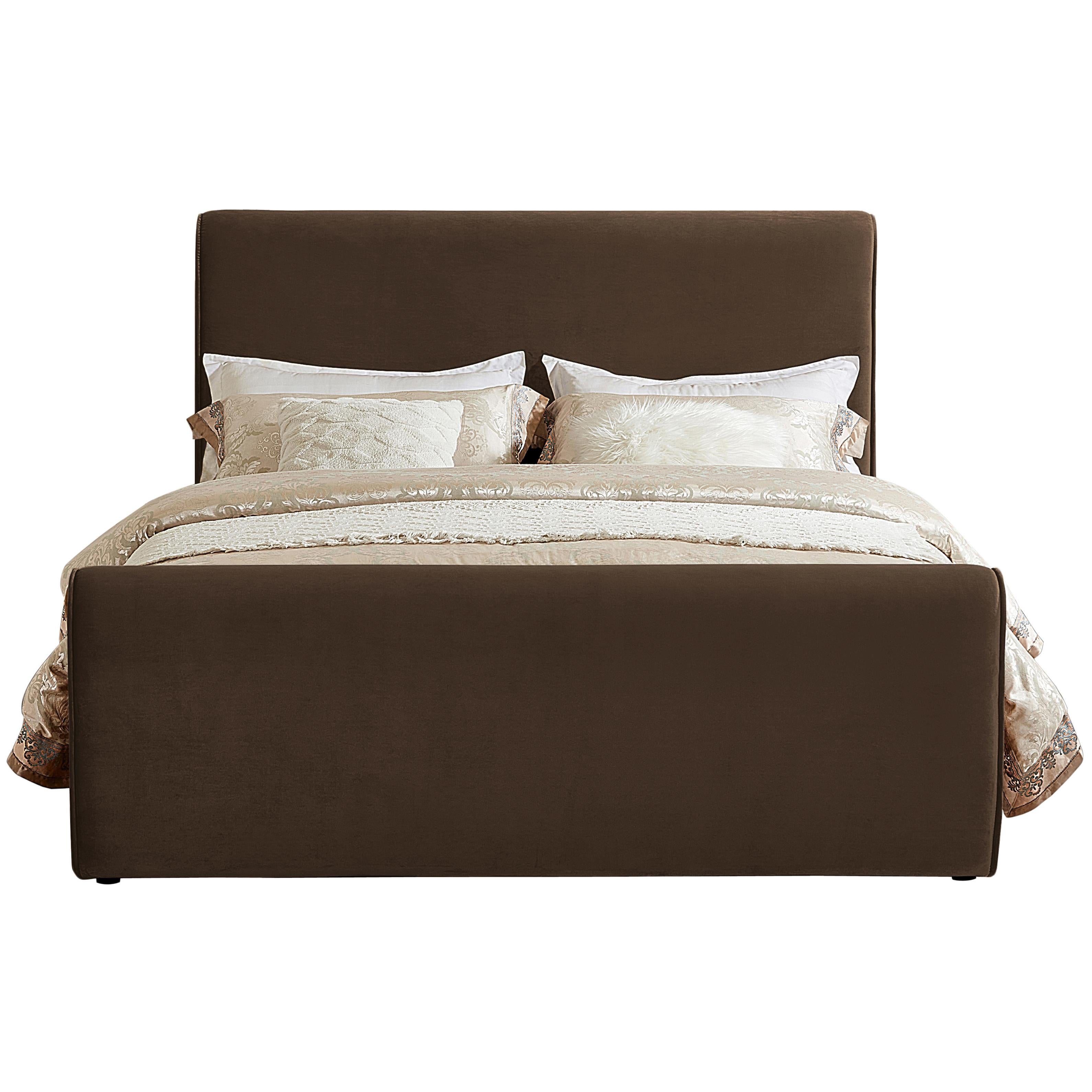 Meridian Sloan Brown Velvet Full Bed (3 Boxes)