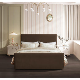 Meridian Sloan Brown Velvet Full Bed (3 Boxes)