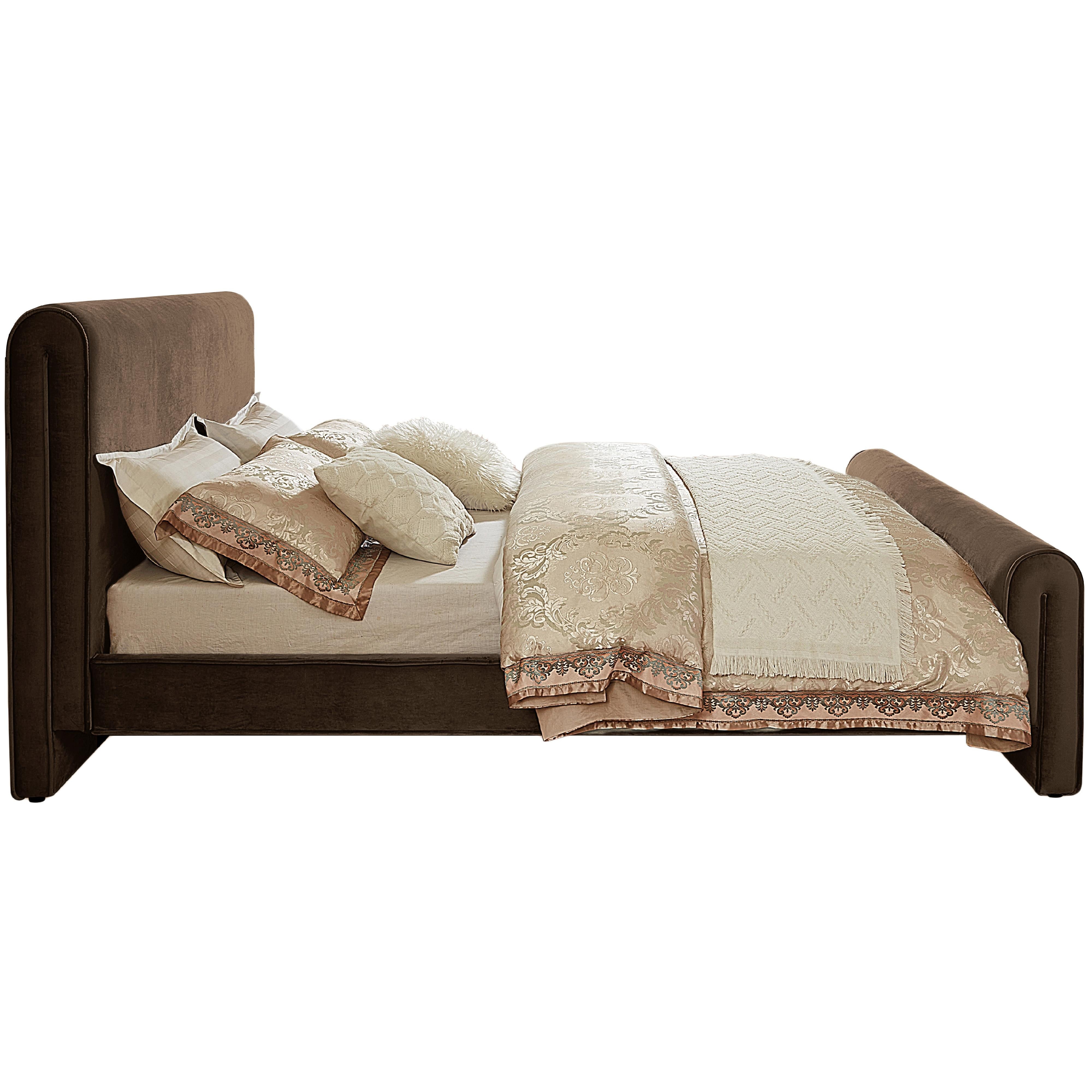 Meridian Sloan Brown Velvet Full Bed (3 Boxes)