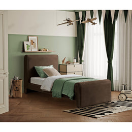 Meridian Sloan Brown Velvet Twin Bed (3 Boxes)