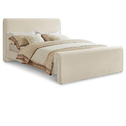 Meridian Sloan Cream Velvet Queen Bed (3 Boxes)