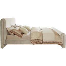 Meridian Sloan Cream Velvet Queen Bed (3 Boxes)