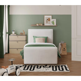 Meridian Sloan Cream Velvet Twin Bed (3 Boxes)