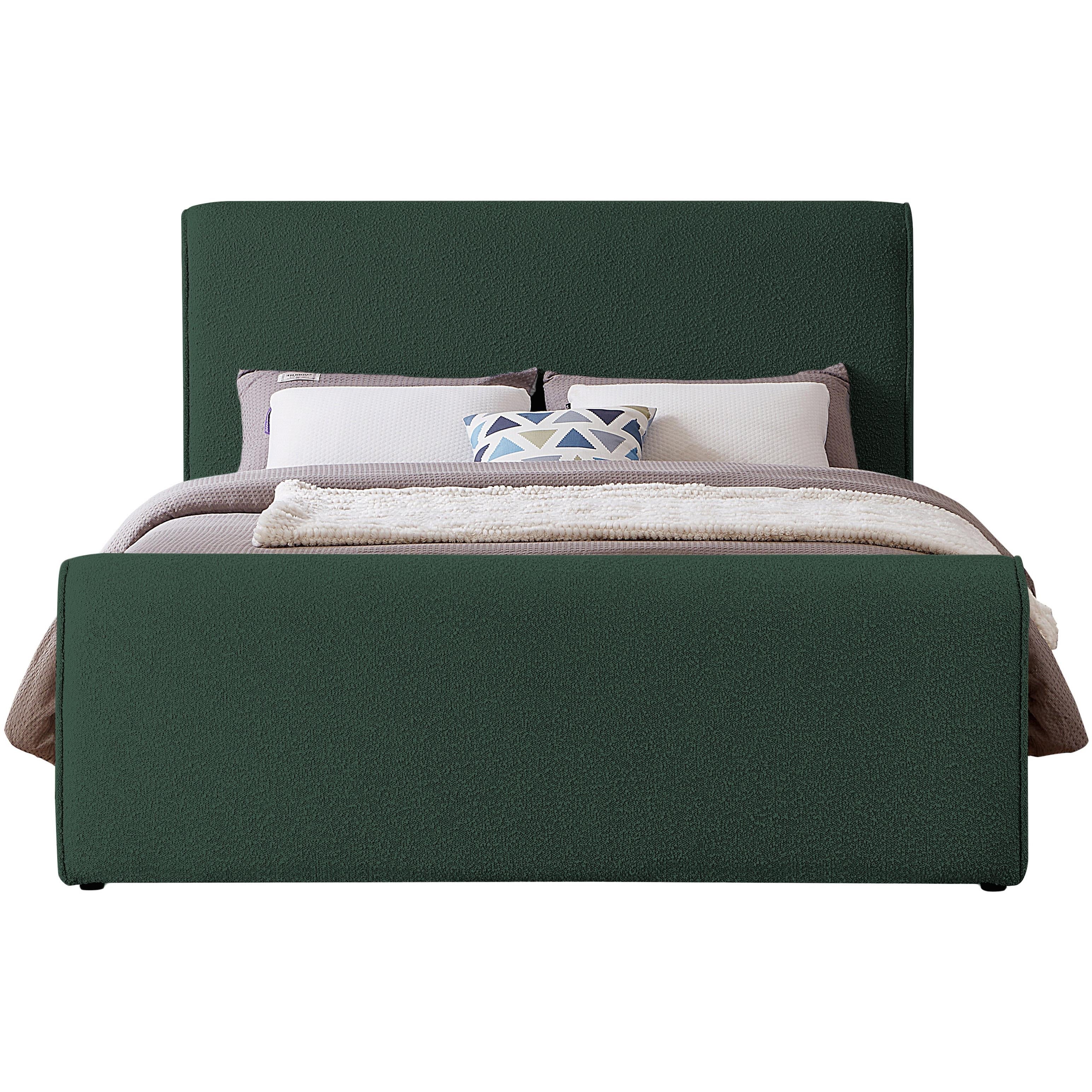 Meridian Stylus Green Boucle Fabric Full Bed (3 Boxes)
