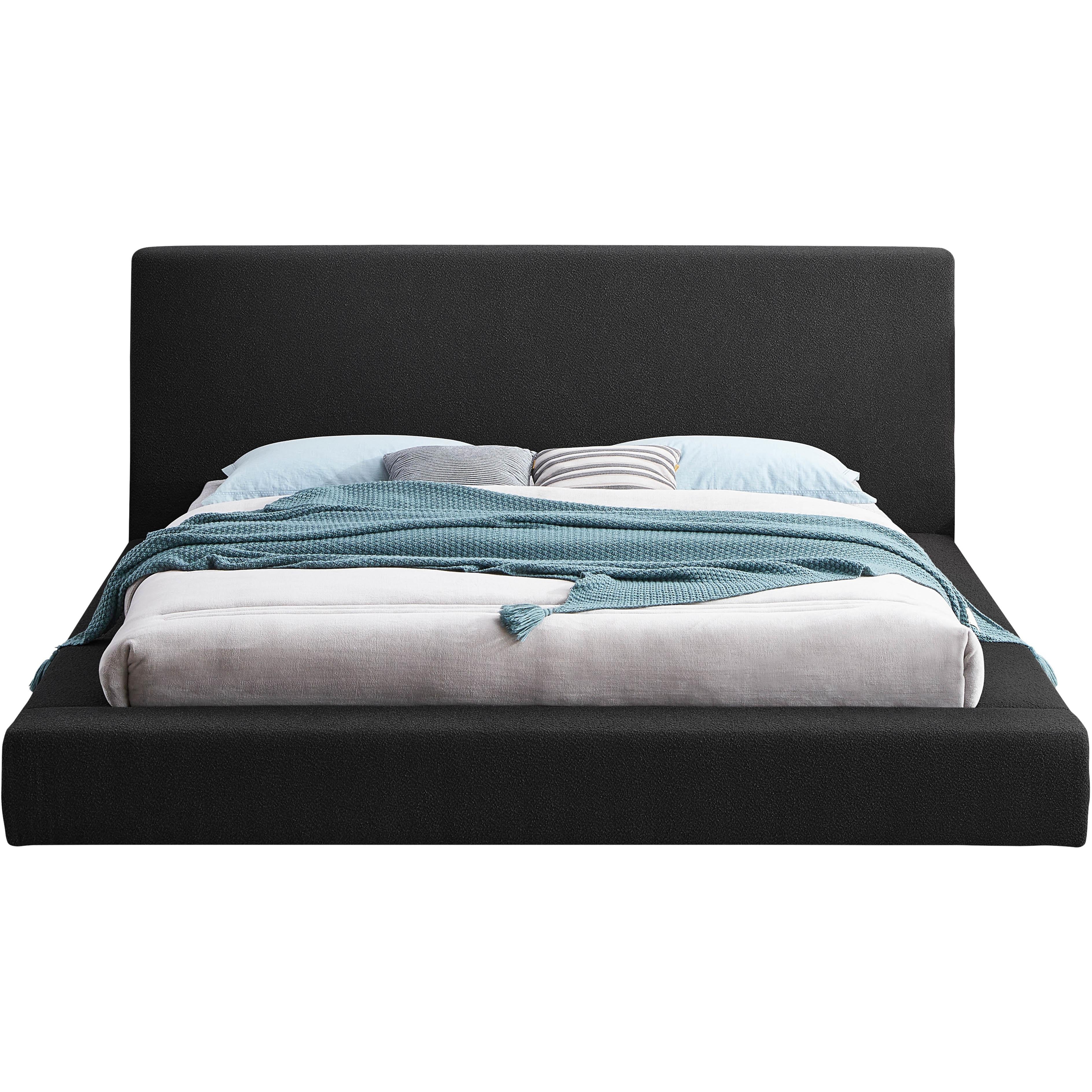 Meridian Terra Black Boucle Fabric King Bed