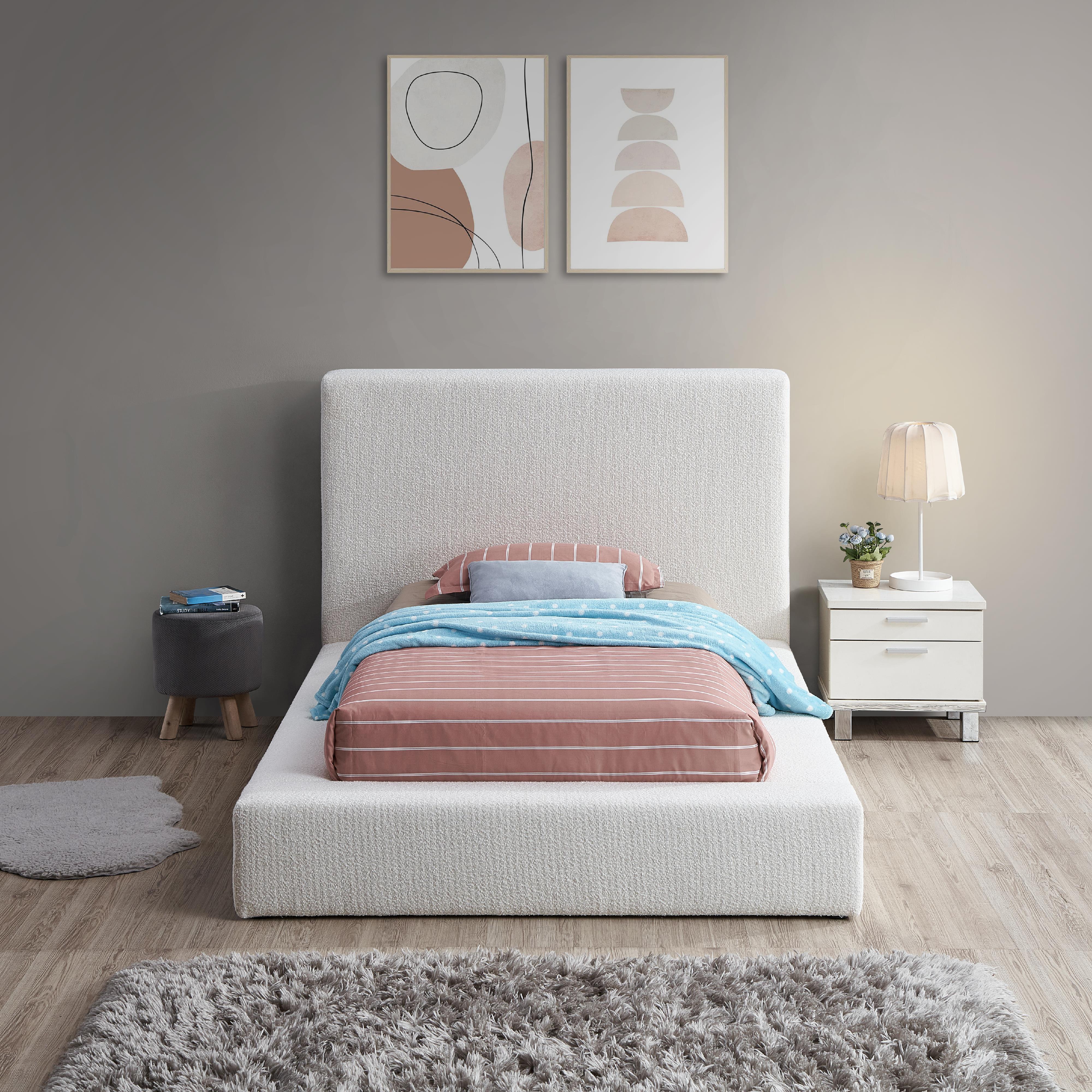 Meridian Terra Cream Boucle Fabric Twin Bed