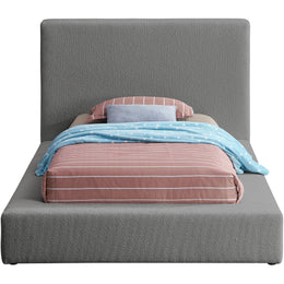 Meridian Terra Grey Boucle Fabric Twin Bed
