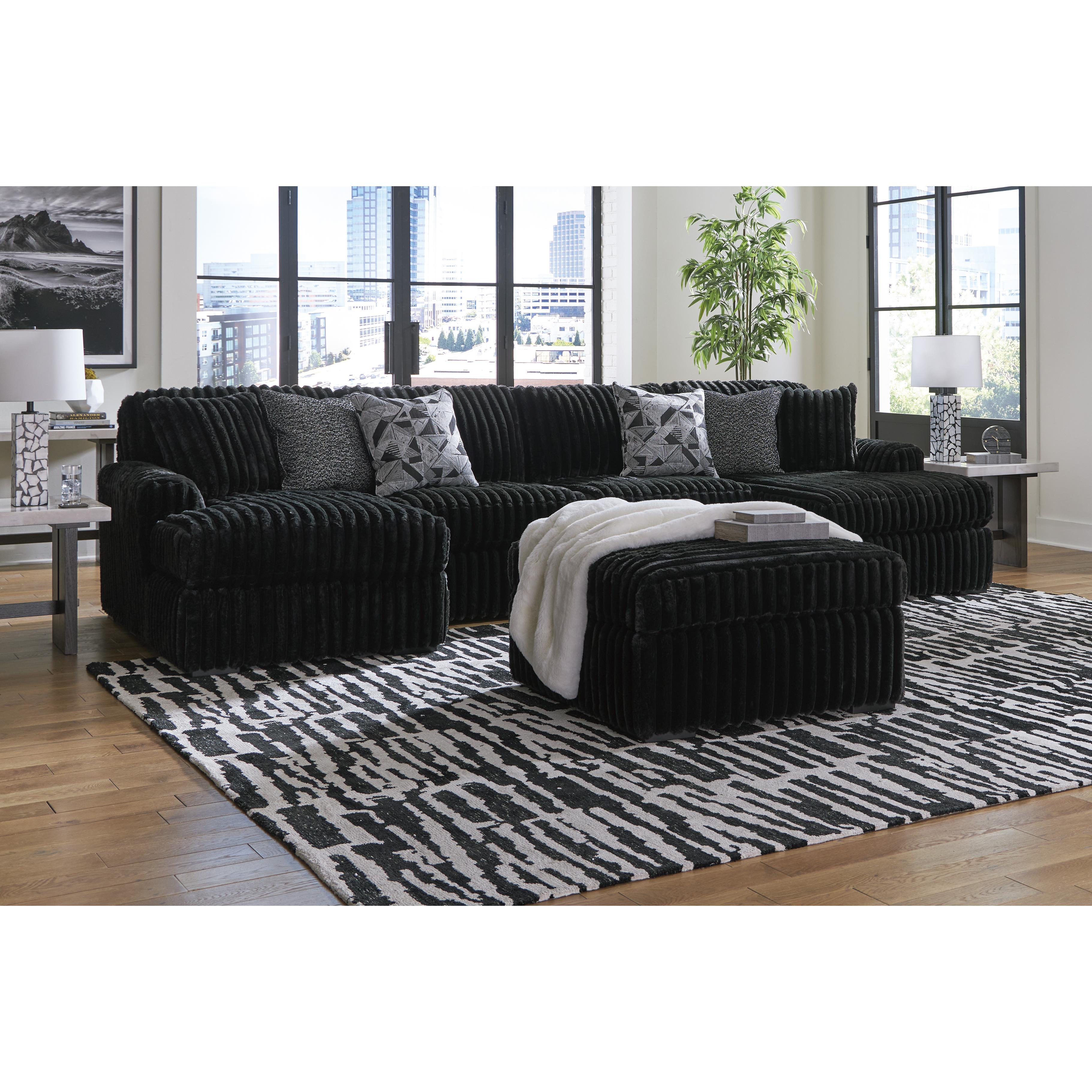 Swipe Furniture Exclusive Design Midnight-Madness Fabric Ottoman 9810308