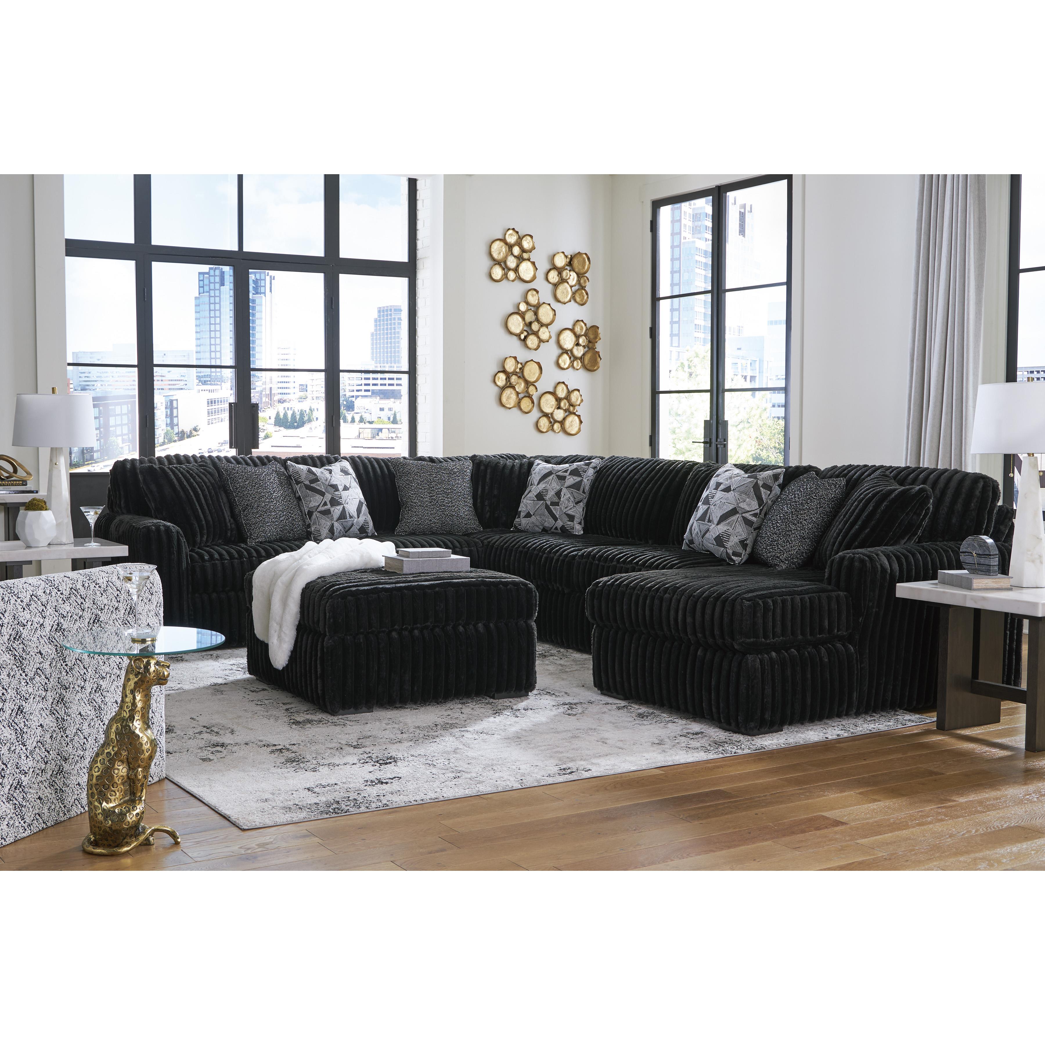 Swipe Furniture Exclusive Design Midnight-Madness Fabric Ottoman 9810308