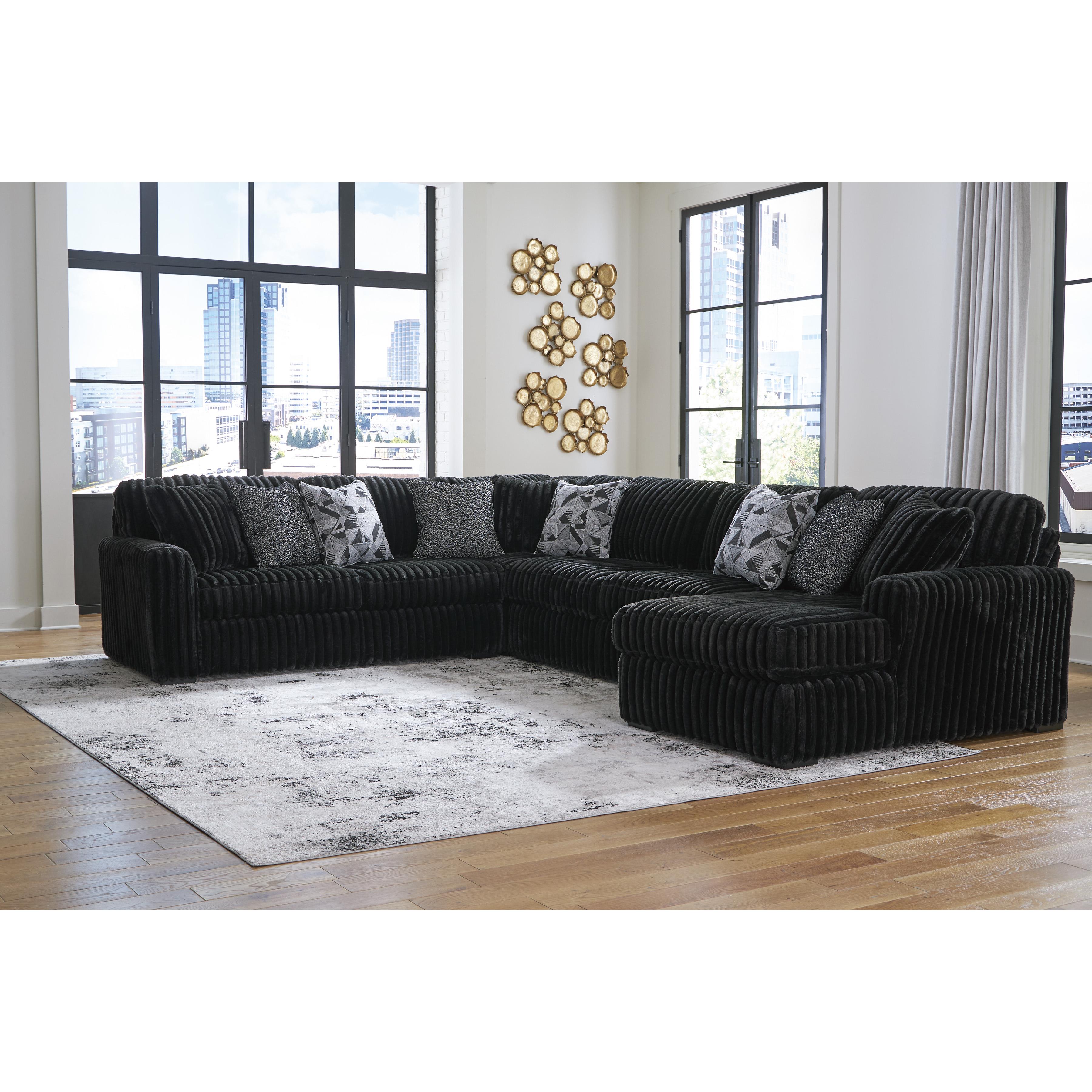Swipe Furniture Exclusive Design Midnight-Madness Fabric 4 pc Sectional 9810366/9810377/9810334/9810317