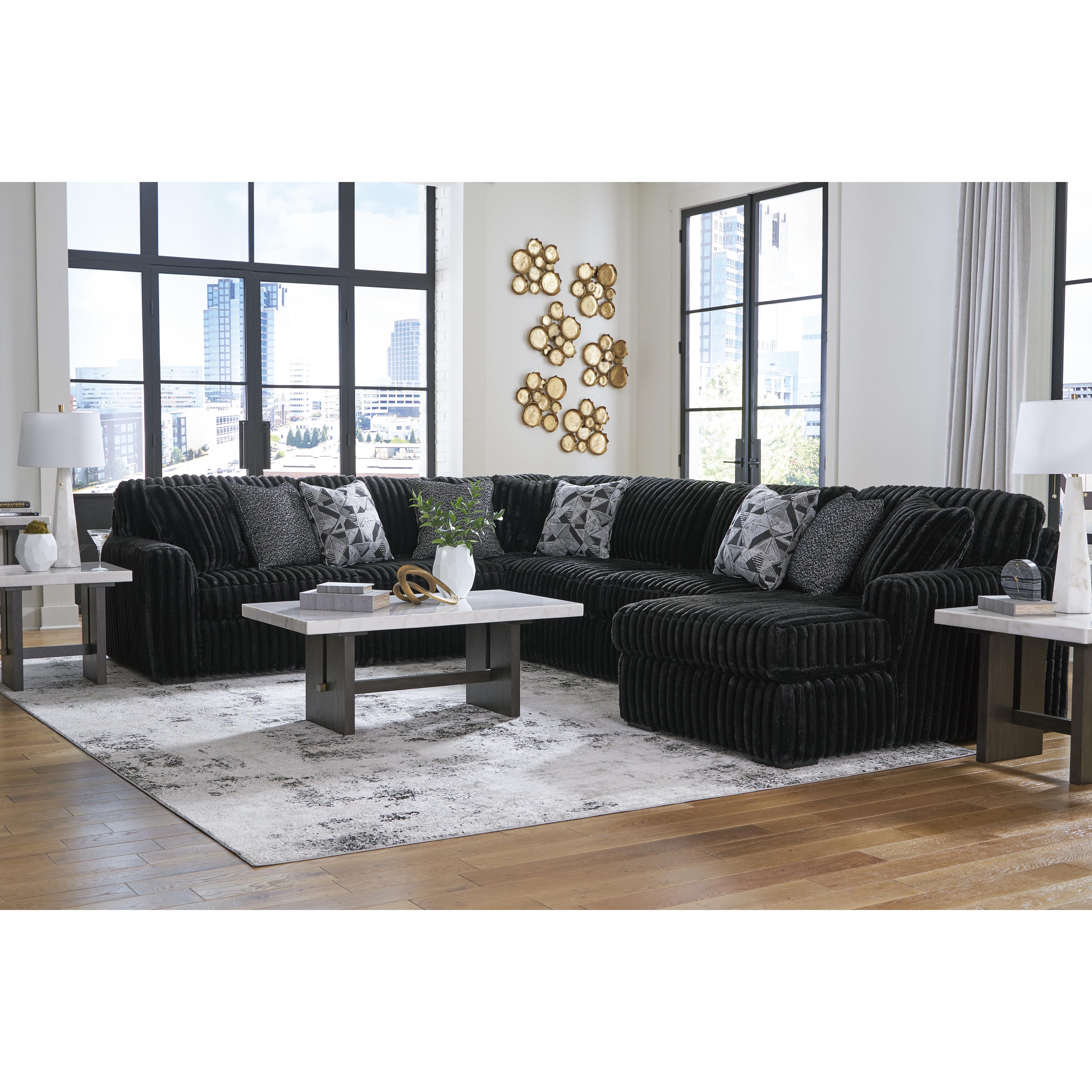 Swipe Furniture Exclusive Design Midnight-Madness Fabric 4 pc Sectional 9810366/9810377/9810334/9810317