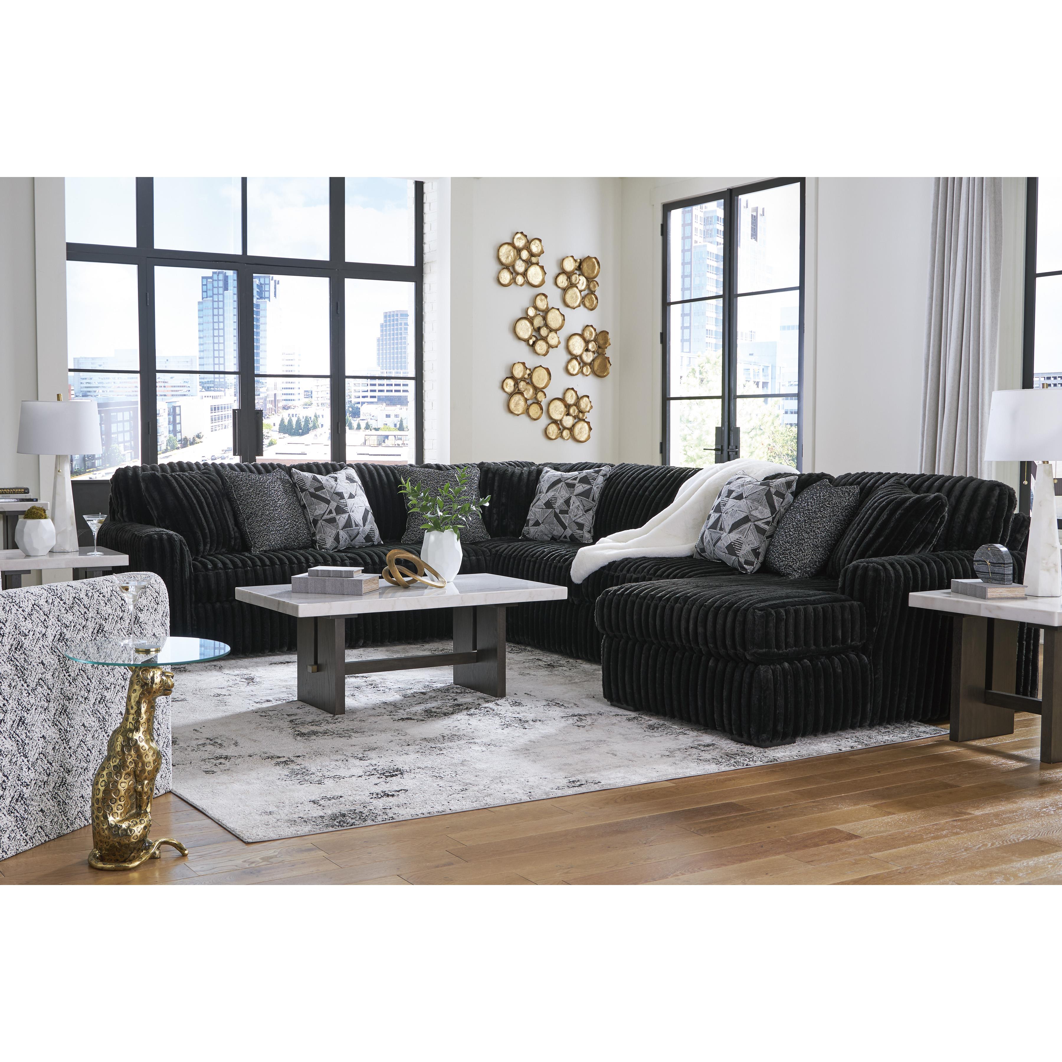 Swipe Furniture Exclusive Design Midnight-Madness Fabric 4 pc Sectional 9810366/9810377/9810334/9810317