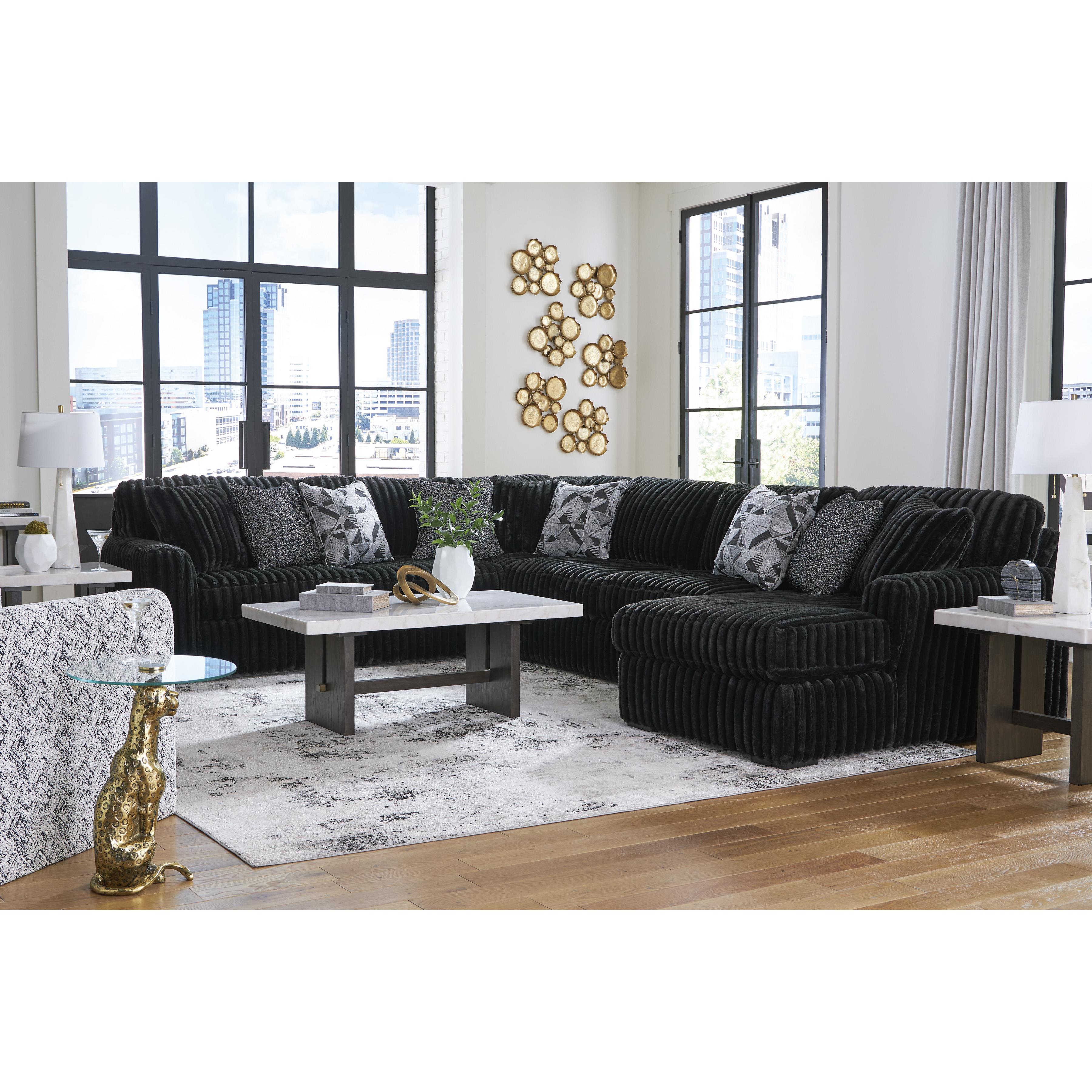 Swipe Furniture Exclusive Design Midnight-Madness Fabric 4 pc Sectional 9810366/9810377/9810334/9810317