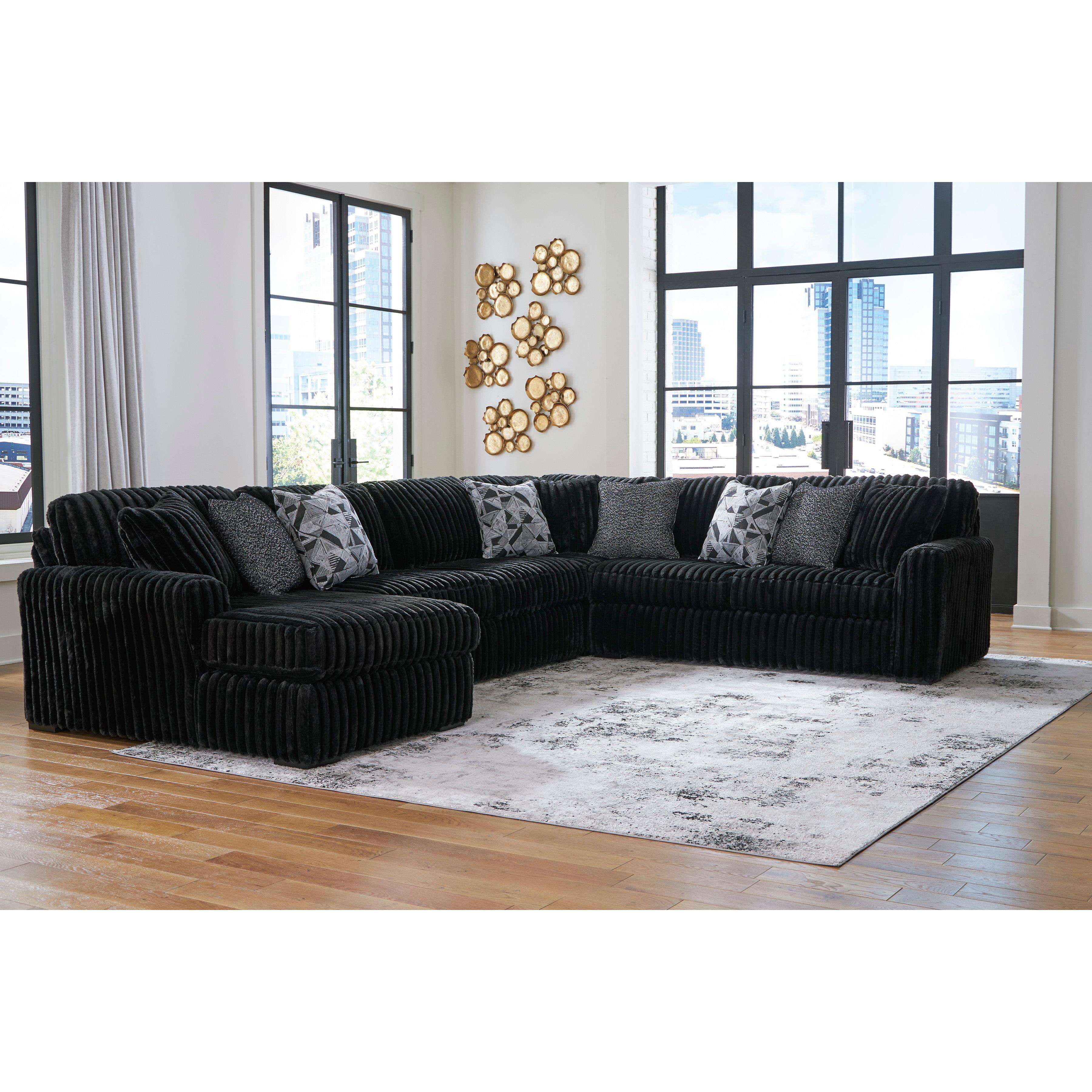Swipe Furniture Exclusive Design Midnight-Madness Fabric 4 pc Sectional 9810316/9810334/9810377/9810367