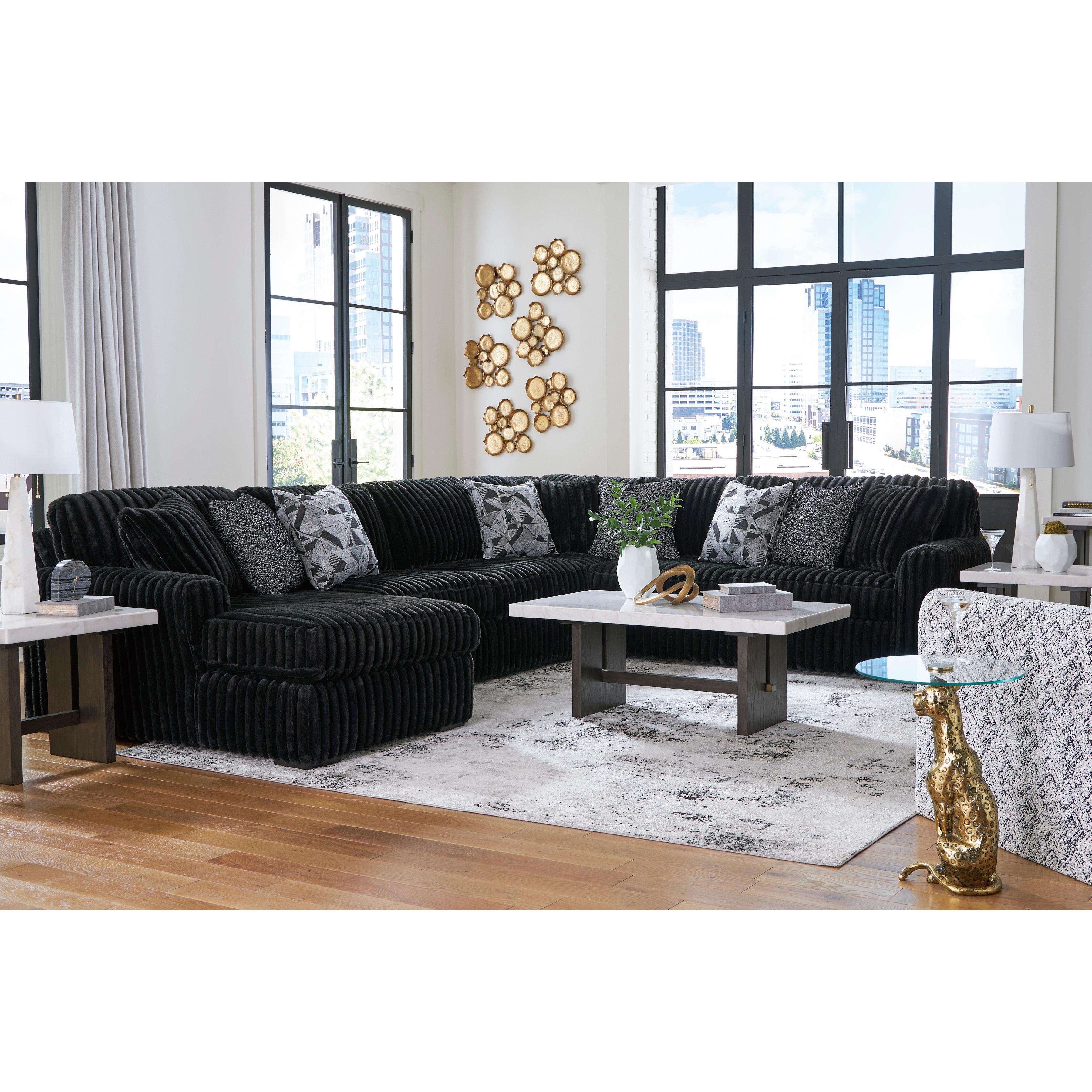Swipe Furniture Exclusive Design Midnight-Madness Fabric 4 pc Sectional 9810316/9810334/9810377/9810367