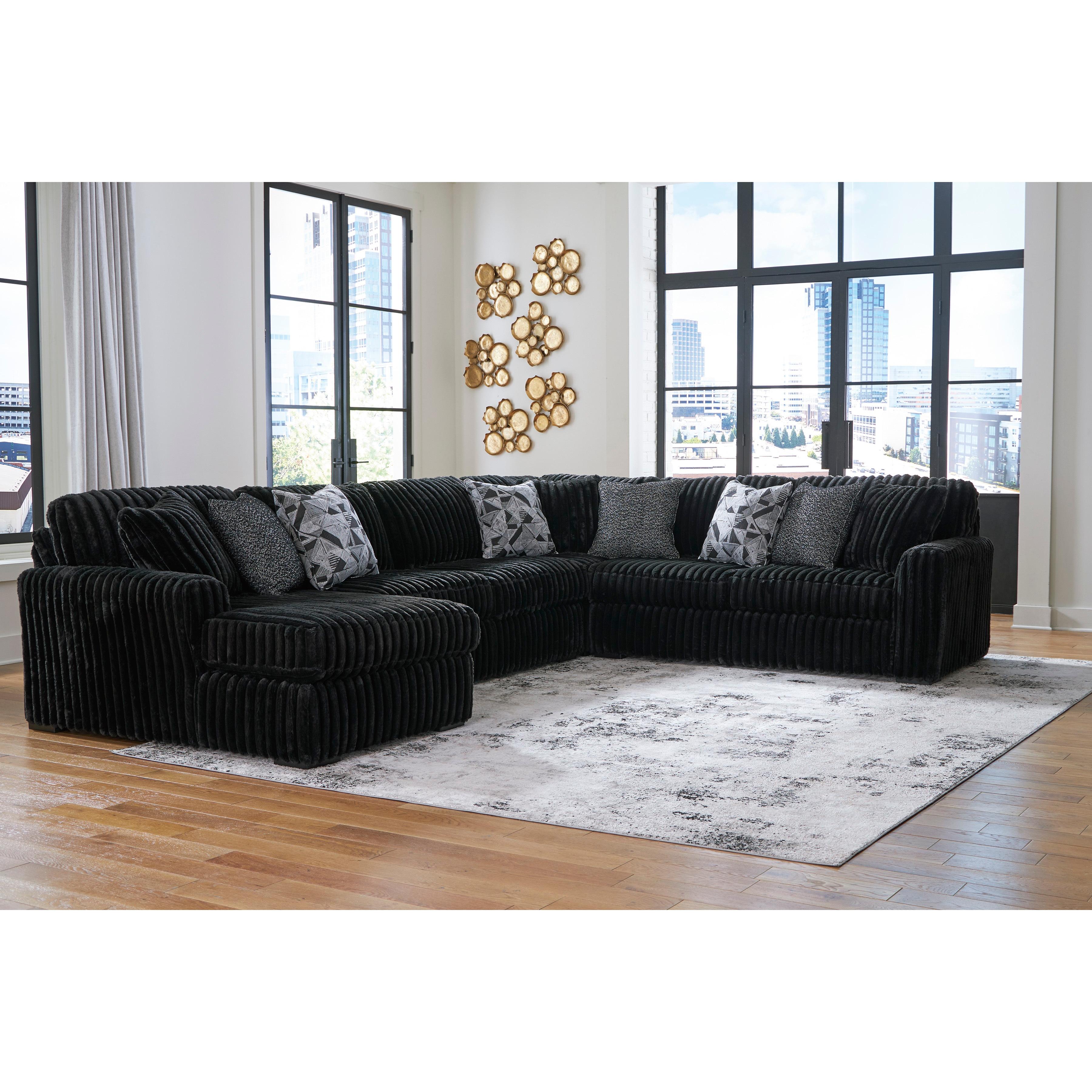 Swipe Furniture Exclusive Design Midnight-Madness Fabric 4 pc Sectional 9810316/9810334/9810377/9810367