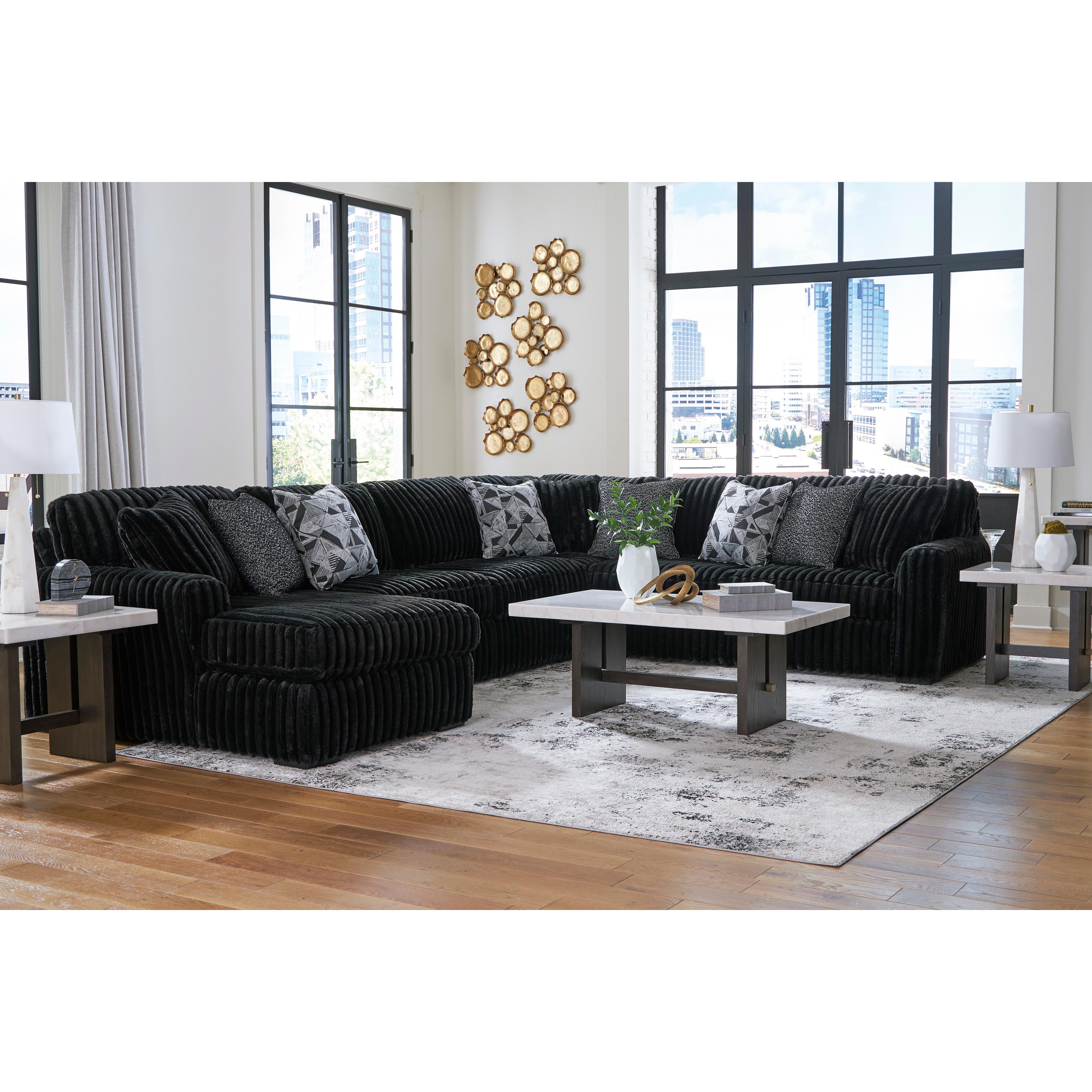 Swipe Furniture Exclusive Design Midnight-Madness Fabric 4 pc Sectional 9810316/9810334/9810377/9810367