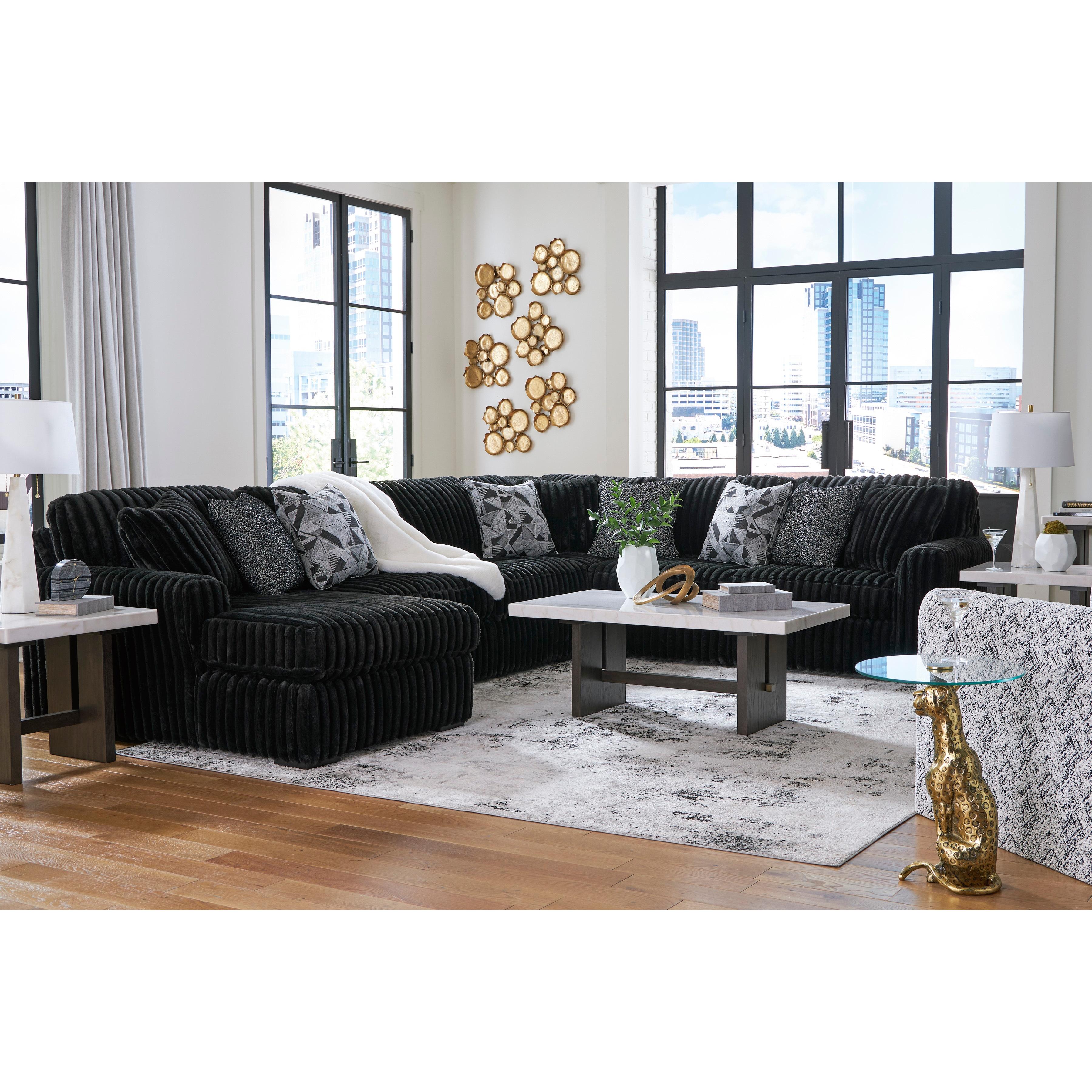Swipe Furniture Exclusive Design Midnight-Madness Fabric 4 pc Sectional 9810316/9810334/9810377/9810367