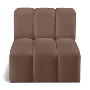 Meridian Arc Brown Vegan Leather Straight Chair