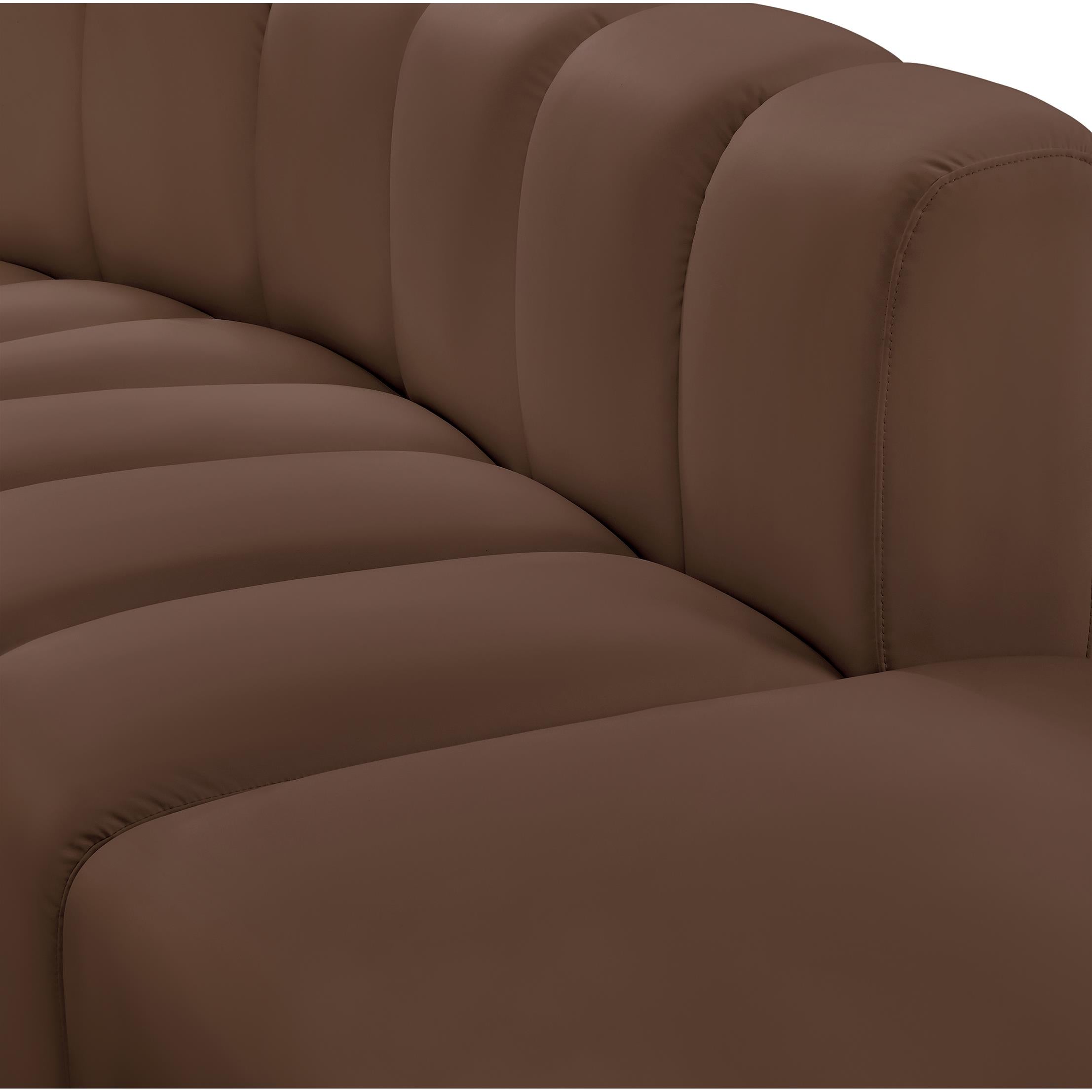 Meridian Arc Brown Vegan Leather Straight Chair