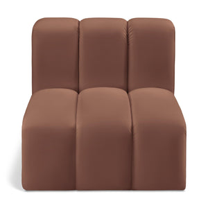 Meridian Arc Cognac Vegan Leather Straight Chair