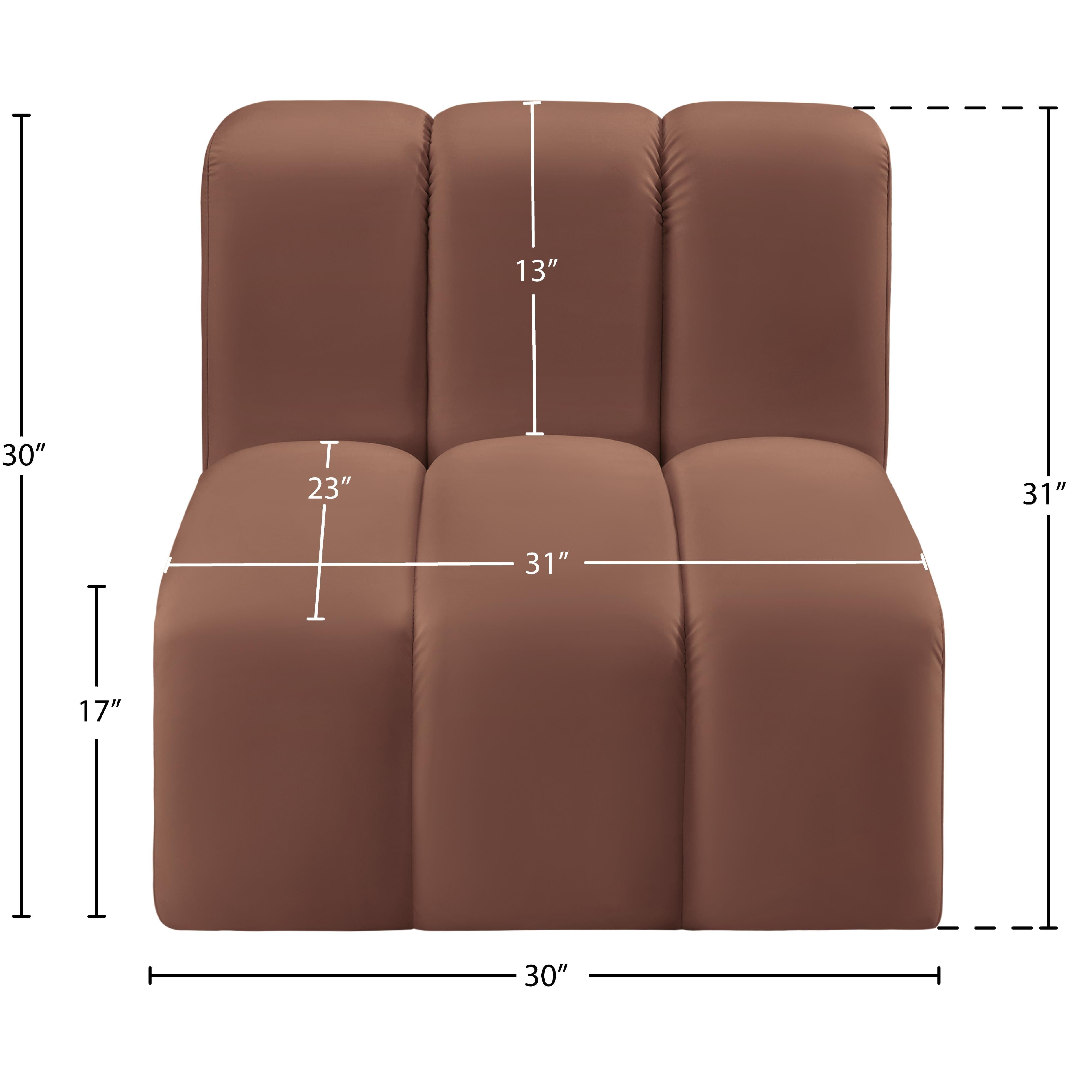 Meridian Arc Cognac Vegan Leather Straight Chair