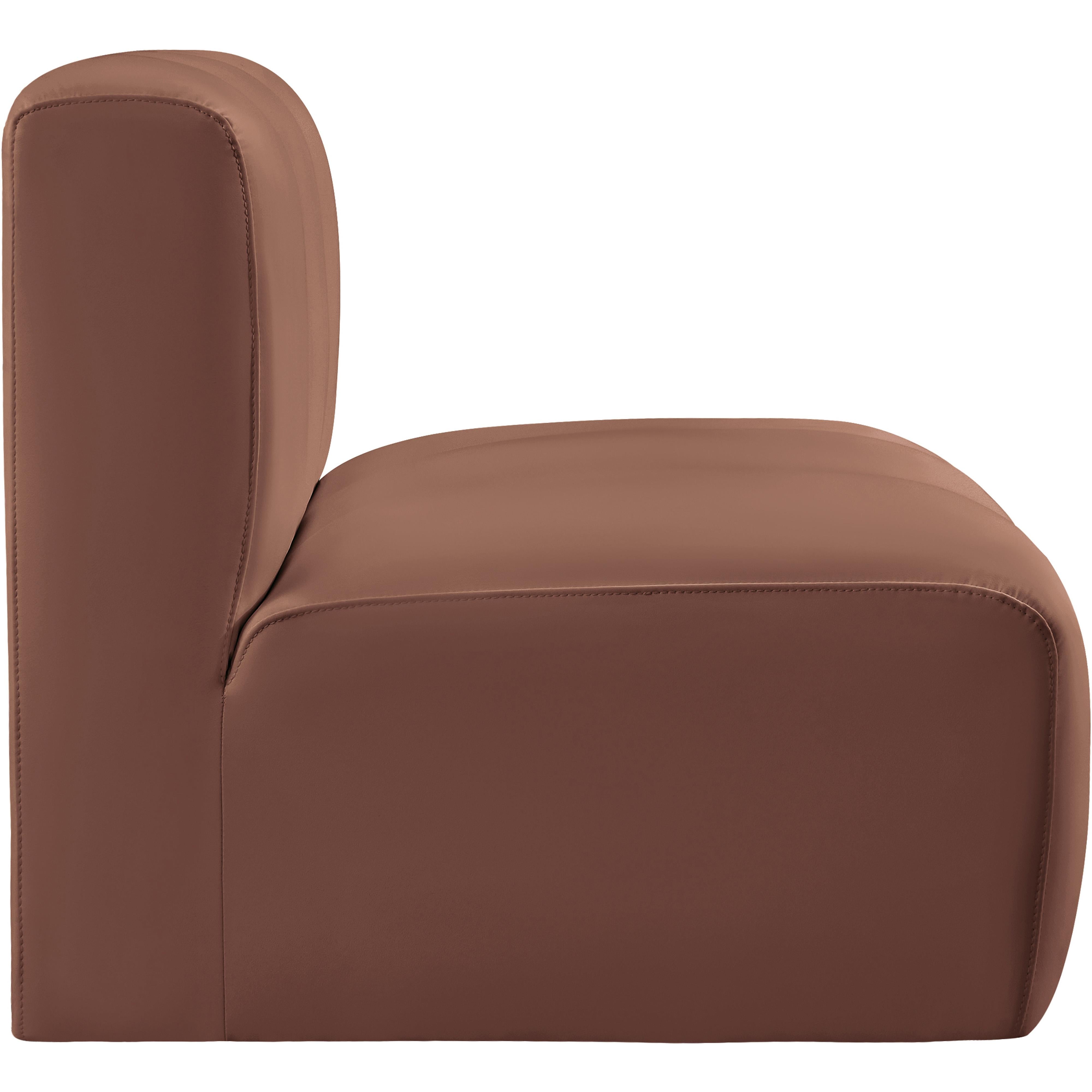 Meridian Arc Cognac Vegan Leather Straight Chair