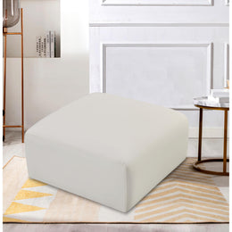 Meridian Arc Cream Vegan Leather Ottoman
