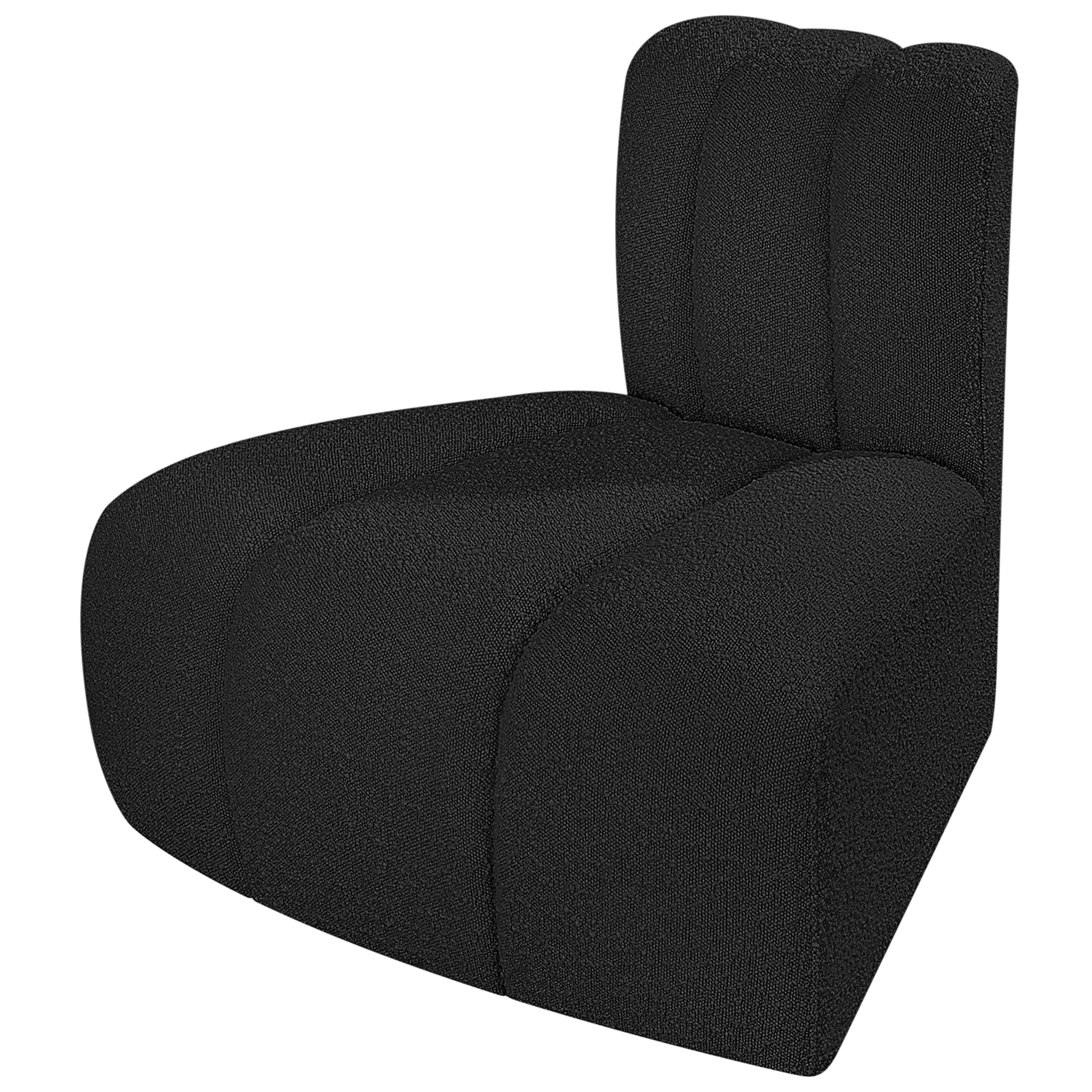 Meridian Arc Black Boucle Fabric Reverse Corner