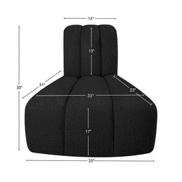 Meridian Arc Black Boucle Fabric Reverse Corner