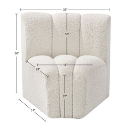 Meridian Arc Cream Boucle Fabric Curved Corner