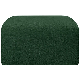 Meridian Arc Green Boucle Fabric Ottoman