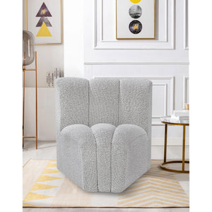 Meridian Arc Grey Boucle Fabric Curved Corner