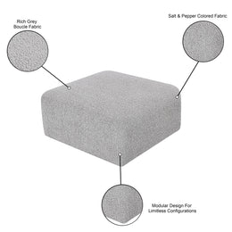 Meridian Arc Grey Boucle Fabric Ottoman