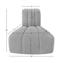 Meridian Arc Grey Boucle Fabric Reverse Corner