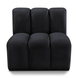 Meridian Arc Black Velvet Straight Chair