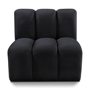 Meridian Arc Black Velvet Straight Chair