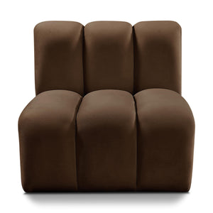 Meridian Arc Brown Velvet Straight Chair