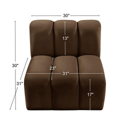Meridian Arc Brown Velvet Straight Chair