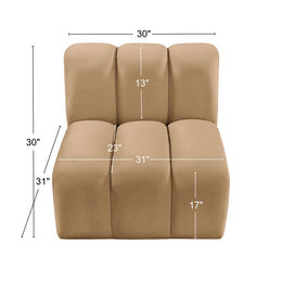 Meridian Arc Camel Velvet Straight Chair