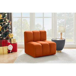 Meridian Arc Cognac Velvet Straight Chair