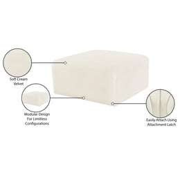Meridian Arc Cream Velvet Ottoman