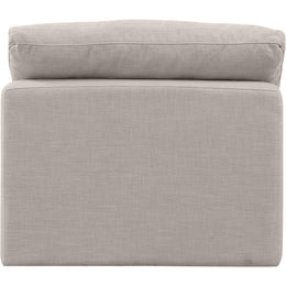 Meridian Indulge Beige Linen Textured Fabric Armless Chair