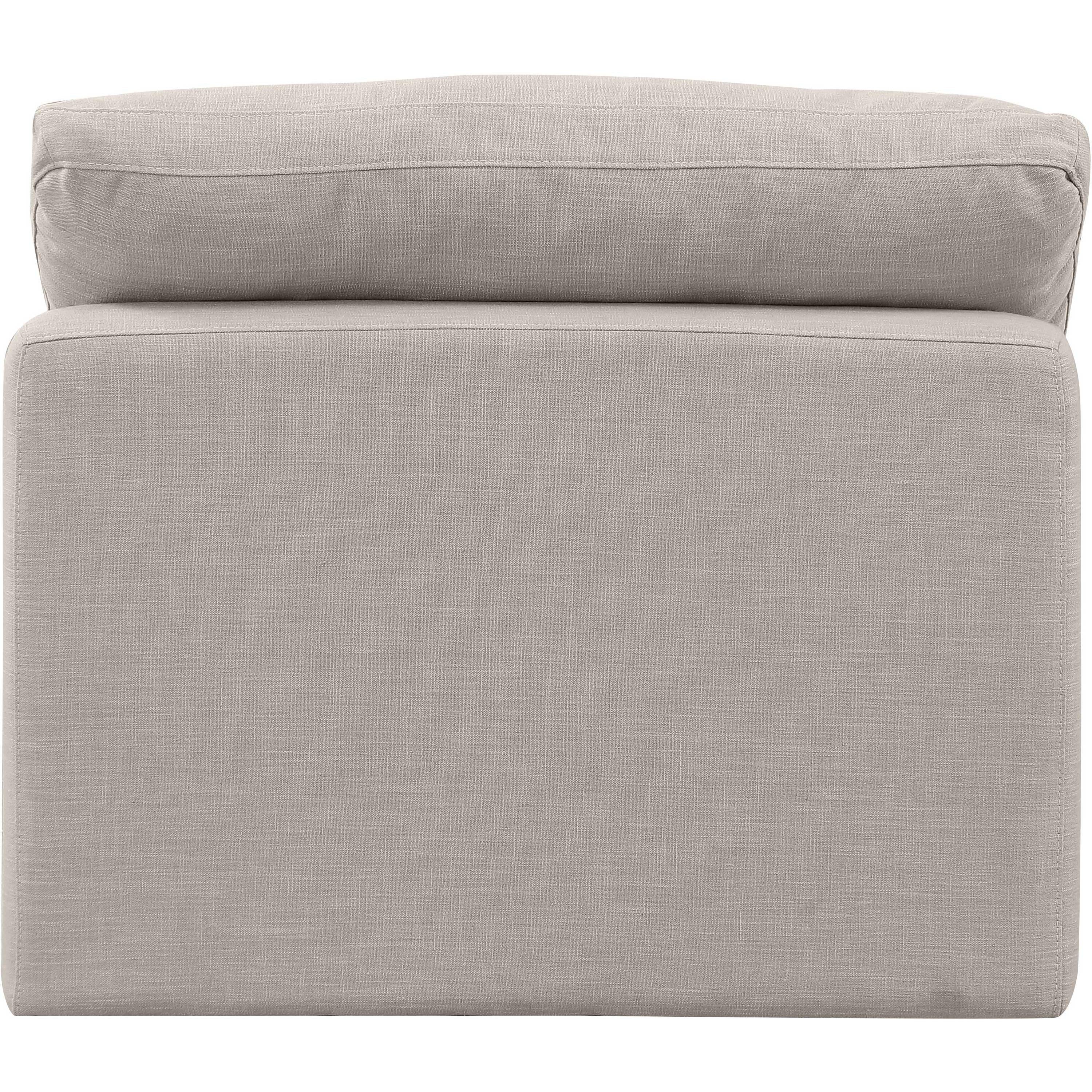 Meridian Indulge Beige Linen Textured Fabric Armless Chair